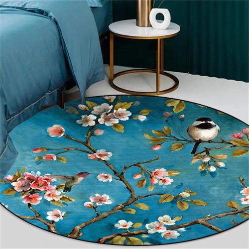 Floral And Birds Round Rug