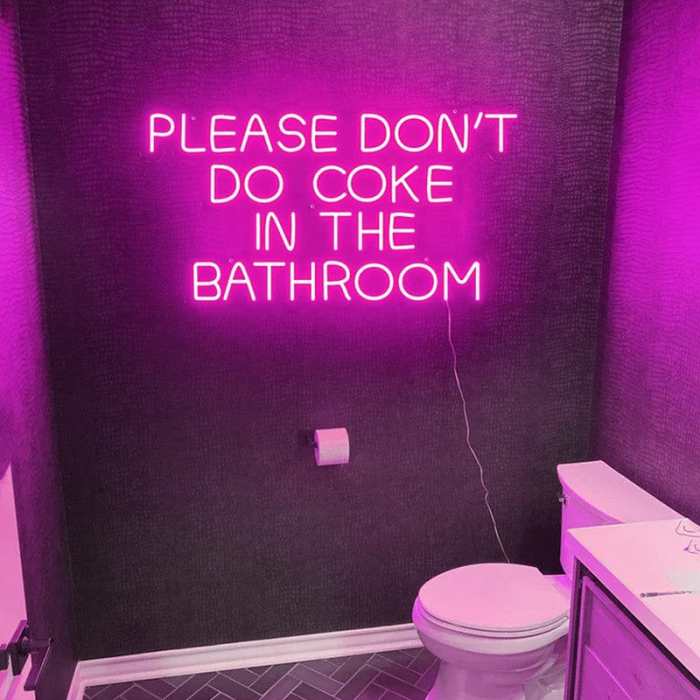 Please Don't Do Coke in the Bathroom Neon Sign