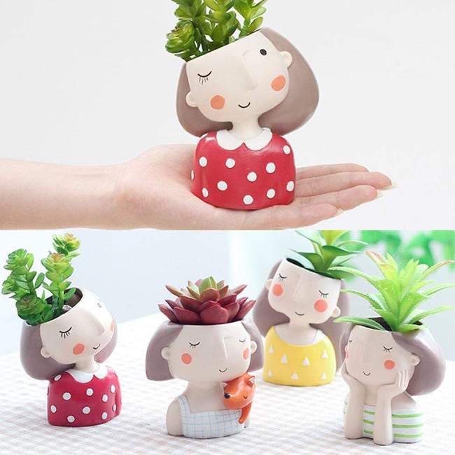 Mini Cute Girl and Boy Flower Pot