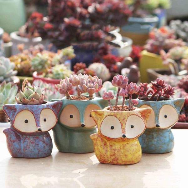 Fox Ceramic Flower Pot