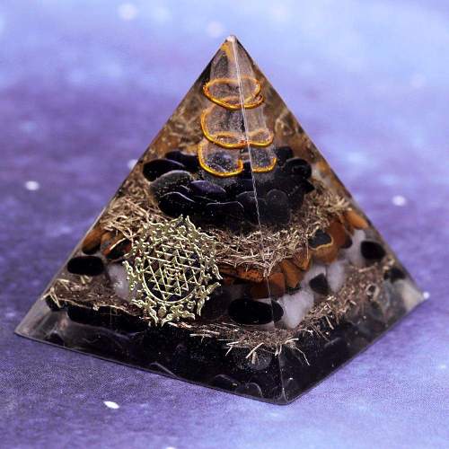 Obsidian & Tiger Eye Orgone Pyramid