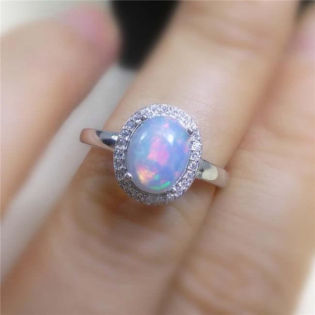 925 Sterling Silver Natural Opal Ring