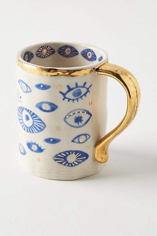 Golden-Traced Hamsa Hand-Evil Eye Mug