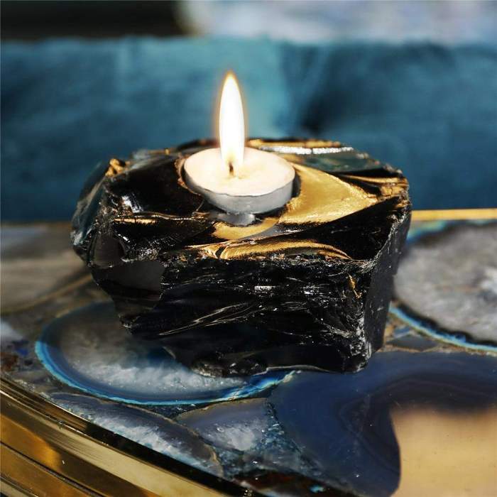 Black Obsidian Candlestick