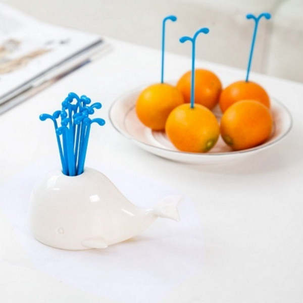 Cute White Whale Food Picks