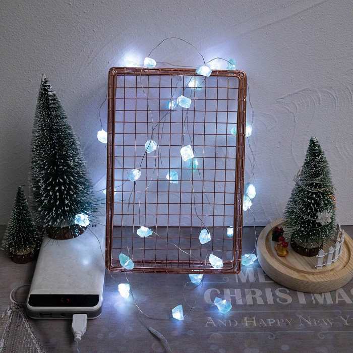 Natural Fluorite Crystal String Lights