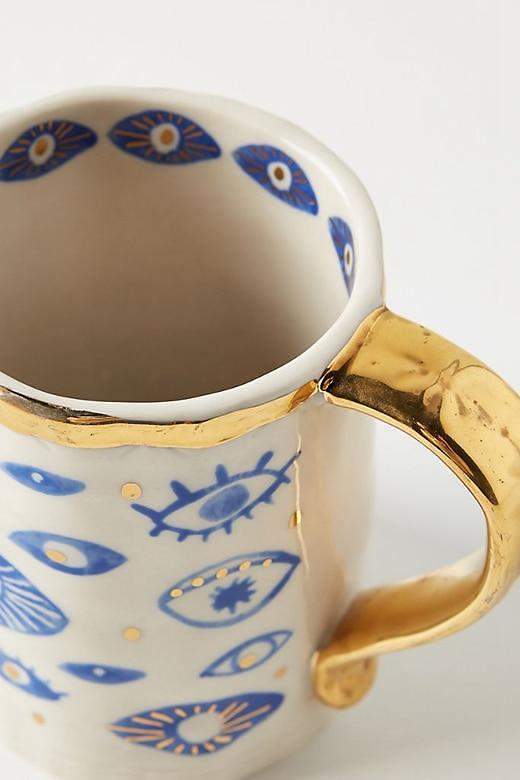 Golden-Traced Hamsa Hand-Evil Eye Mug