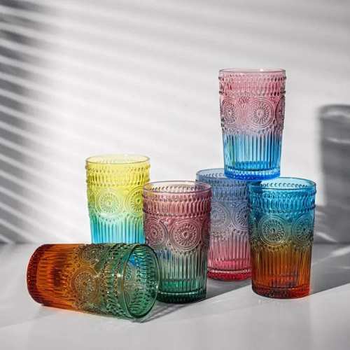 Embossed Multicolor Sunflower Glass