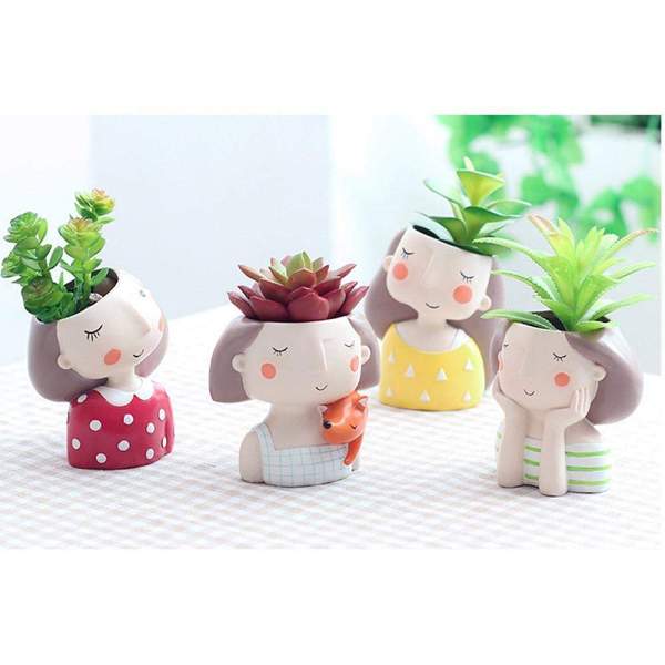 Mini Cute Girl and Boy Flower Pot