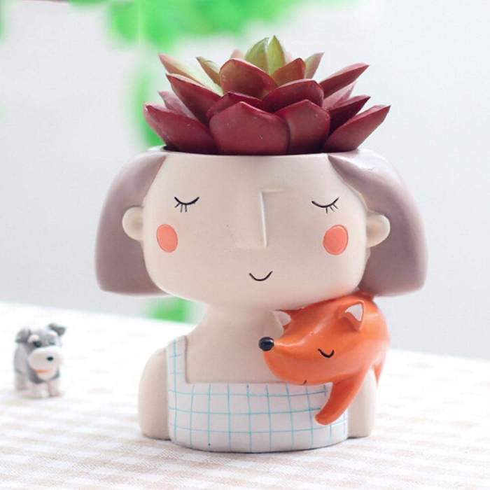 Mini Cute Girl and Boy Flower Pot