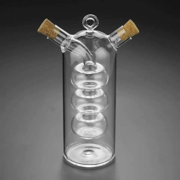 2-in-1 Double Layer Oil-Vinegar Glass Bottle
