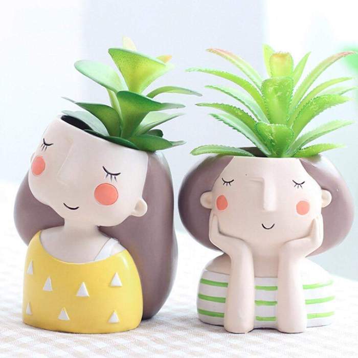 Mini Cute Girl and Boy Flower Pot