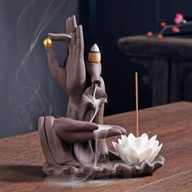 Buddha Hands & Lotus Flower Incense Burner
