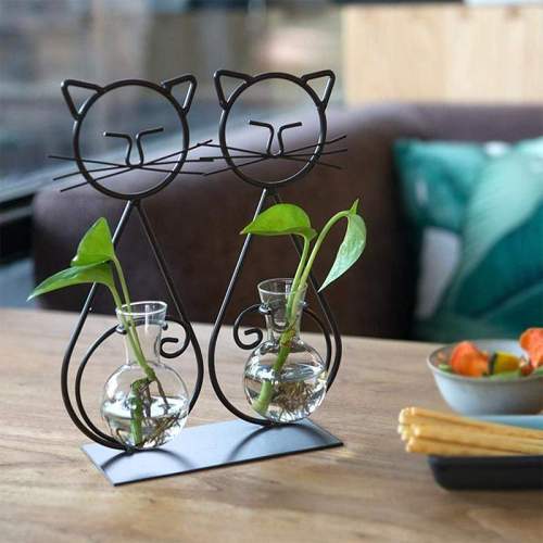Cat Glass Planter Vase