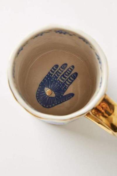 Golden-Traced Hamsa Hand-Evil Eye Mug