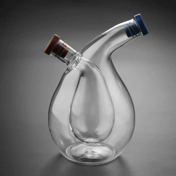 2-in-1 Double Layer Oil-Vinegar Glass Bottle