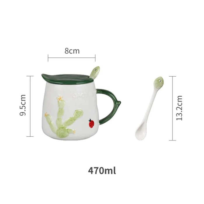 Cactus Mug With Lid & Spoon