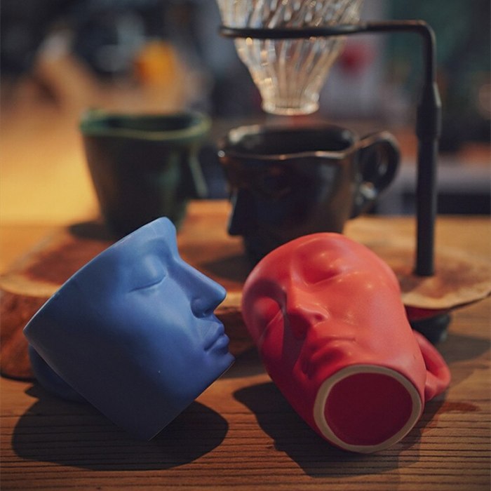 Identical Face Mug and Saucer Set