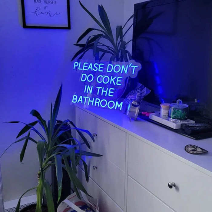 Please Don't Do Coke in the Bathroom Neon Sign