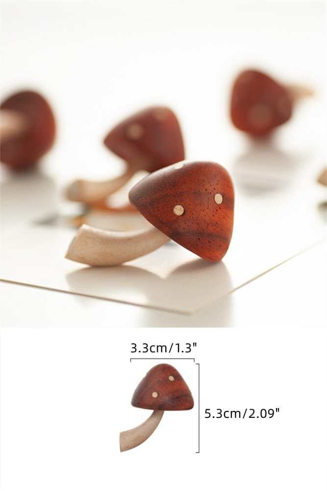 Wooden Mushroom Fridge Magnet