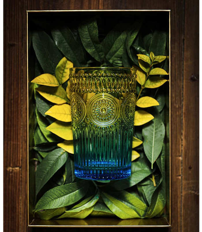 Embossed Multicolor Sunflower Glass