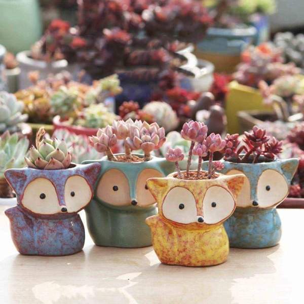 Fox Ceramic Flower Pot