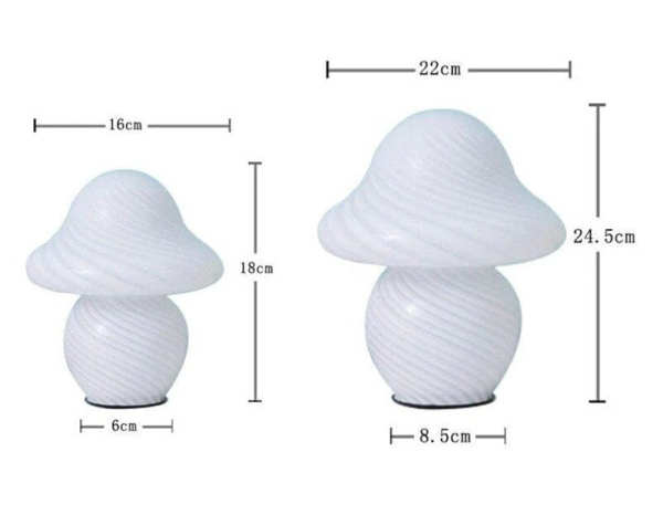 Striped Glass Mushroom LED Table Lamp