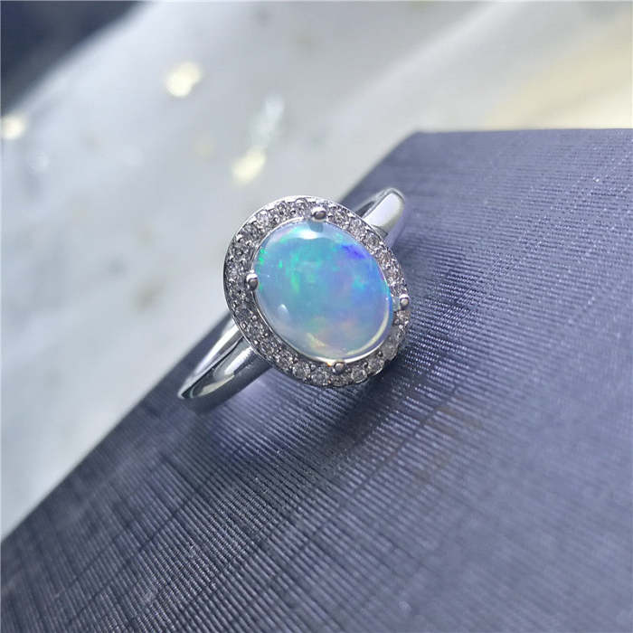 925 Sterling Silver Natural Opal Ring