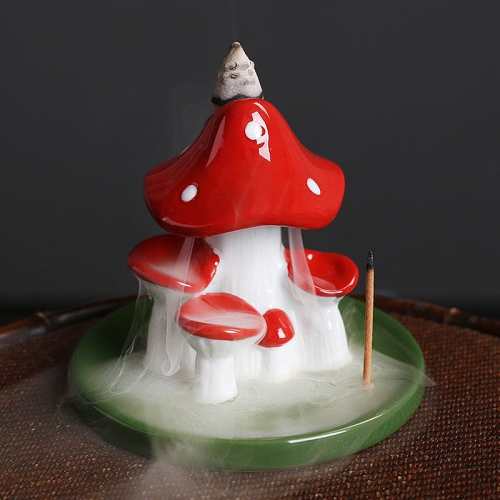 Mushroom Waterfall Incense Burner With Stick Holder