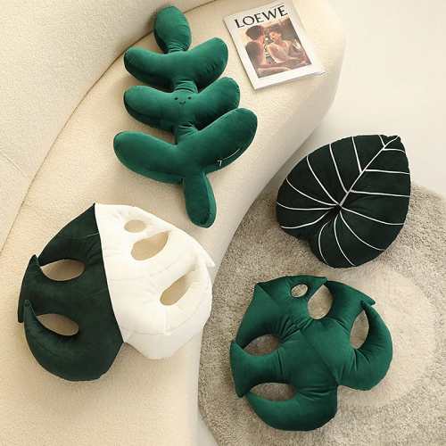 Monstera Leaf Plush Pillow