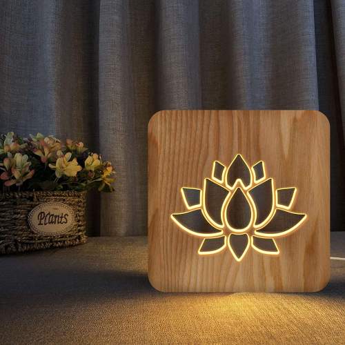 Lotus Led Wooden Night Light