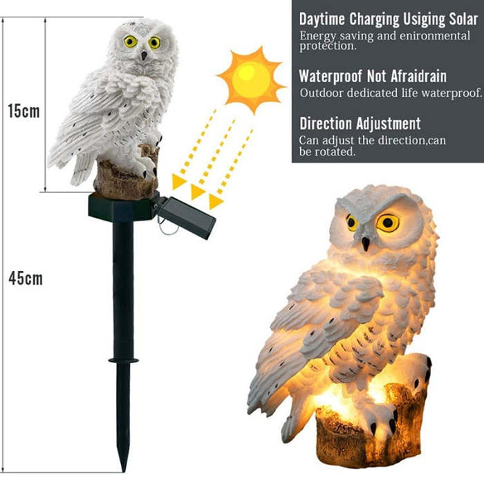 Owl Solar Power LED Garden Light