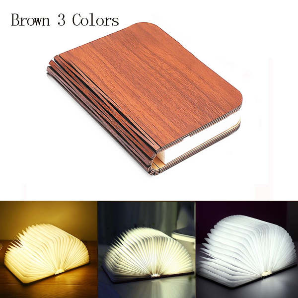 Portable Folding Book 3D RGB Color USB Recharge Wooden Lamp