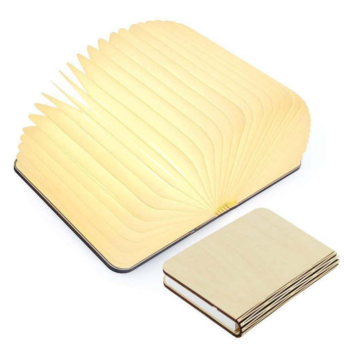 Portable Folding Book 3D RGB Color USB Recharge Wooden Lamp