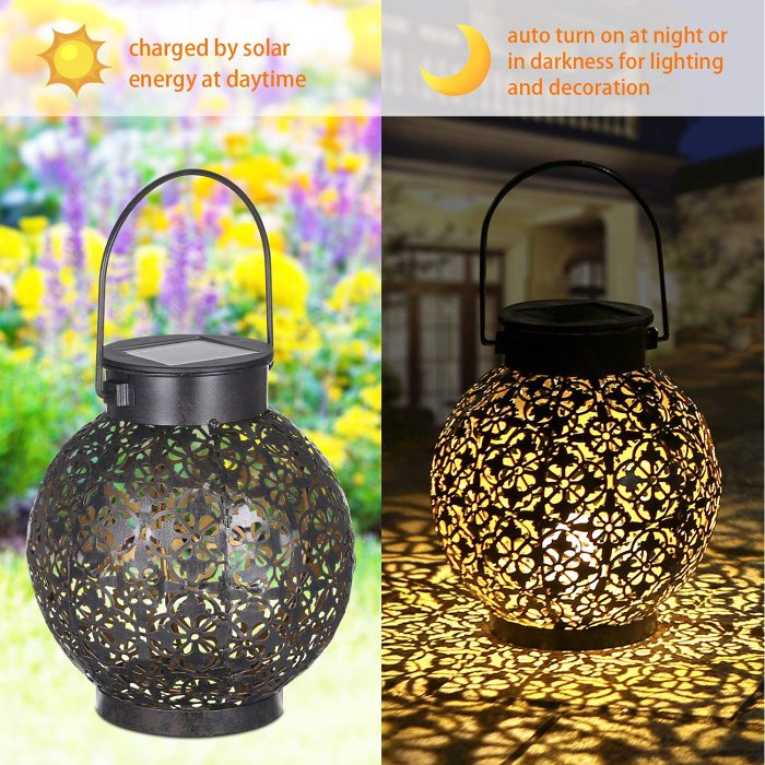 Solar Lantern Garden Lights Metal Waterproof