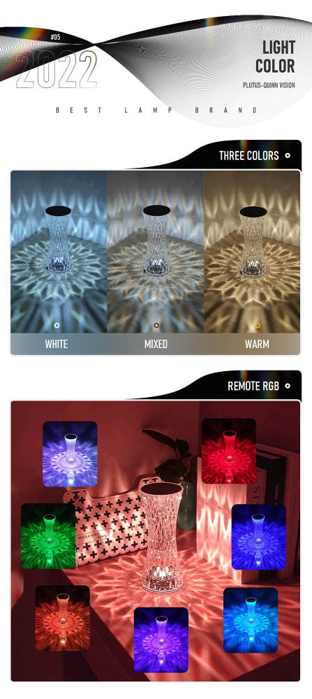 PQ Rane LED Crystal Projection Night Lights USB Rechargeable