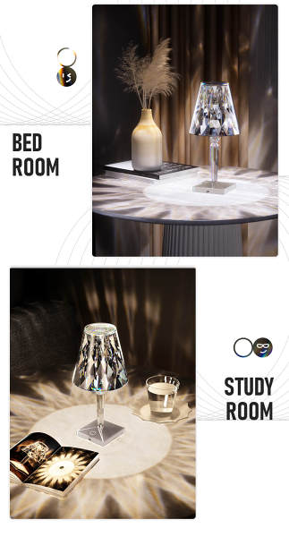 PQ LED Diamond Crystal Projection Night Lights USB Charging Touch Control