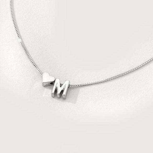 PERSONALIZED INITIAL LETTER & HEART CHARM NECKLACE