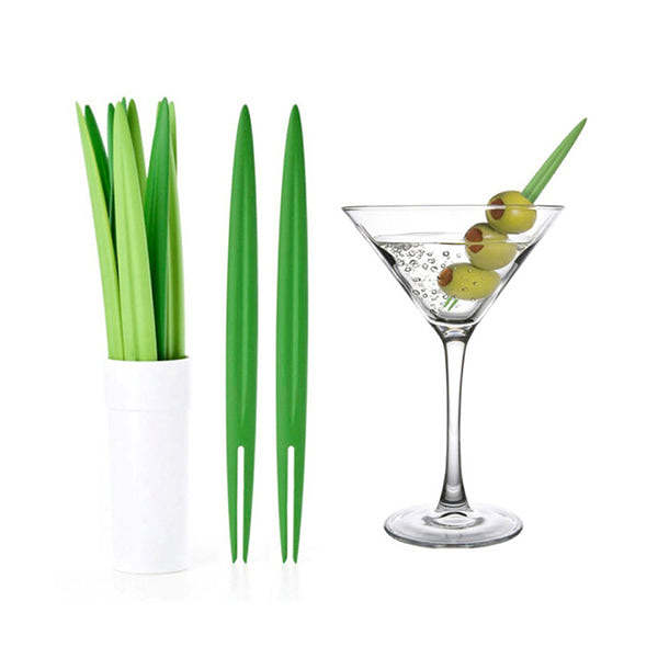 Fresh Leaf Cocktail Picks Plastic Serving Fork Set