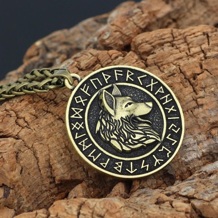 Viking Rune Wolf Necklace