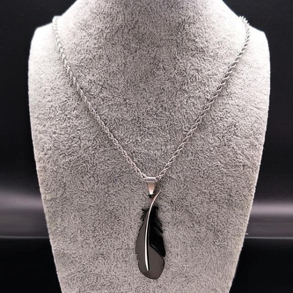 Native American Feather Solid Stainless Steel Necklace