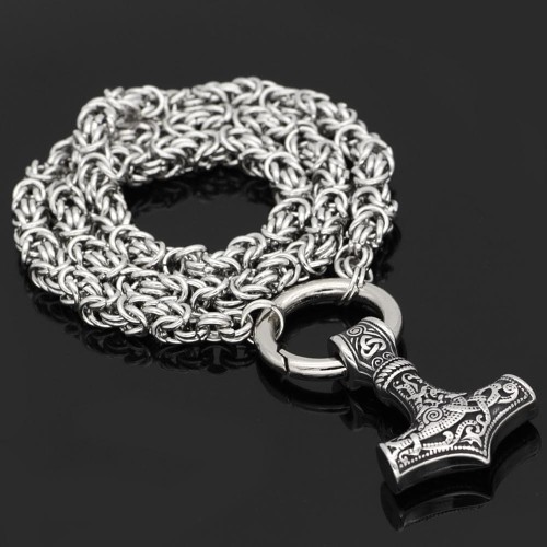 Vikings Mjolnir Stainless Steel King Chain Necklace