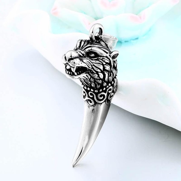 Vikings Wolf Fang Stainless Steel Pendant Necklace