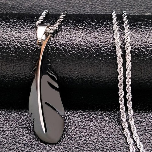 Native American Feather Solid Stainless Steel Necklace