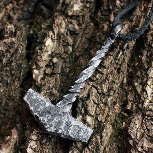 Vikings Mjolnir Forged Iron Handmade Pendant Necklace