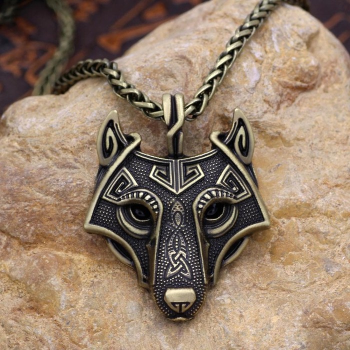Viking Wolf Head Necklace