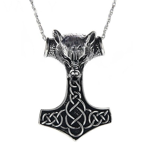Vikings Wolf Fenrir Stainless Steel Chain Necklace