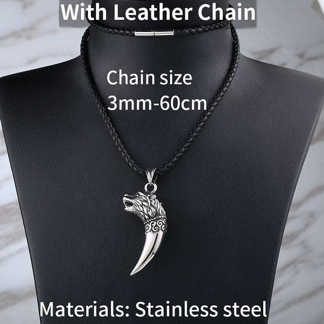 Vikings Wolf Fang Stainless Steel Pendant Necklace