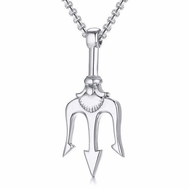 Ancient Romans Neptune Trident Stainless Steel Necklace