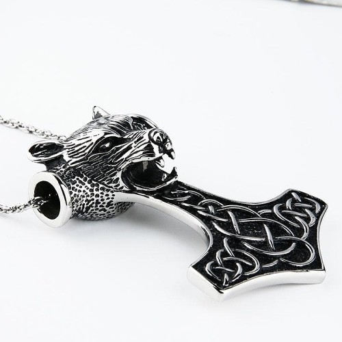 Vikings Wolf Fenrir Stainless Steel Chain Necklace